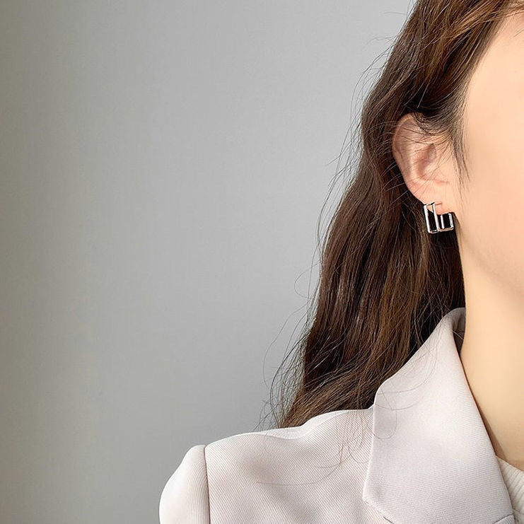 Geometric Square Hoop Earrings With An Instagrammable, Cool, Minimalist Design