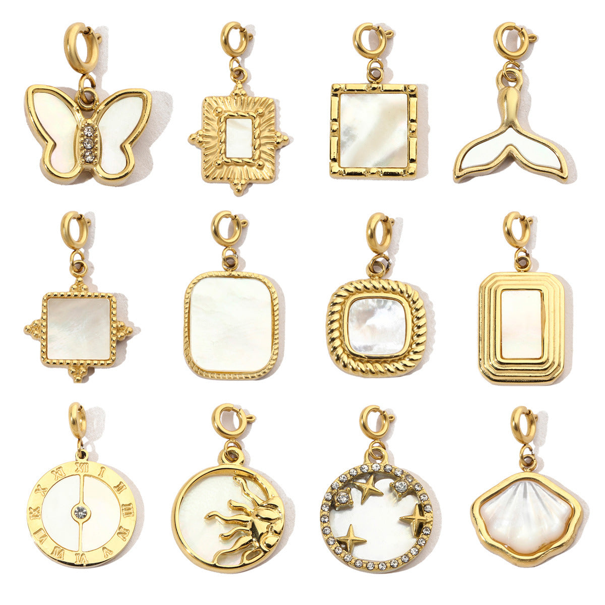 Natural Shell Butterfly Titanium Steel DIY Spring-Clasp Necklace