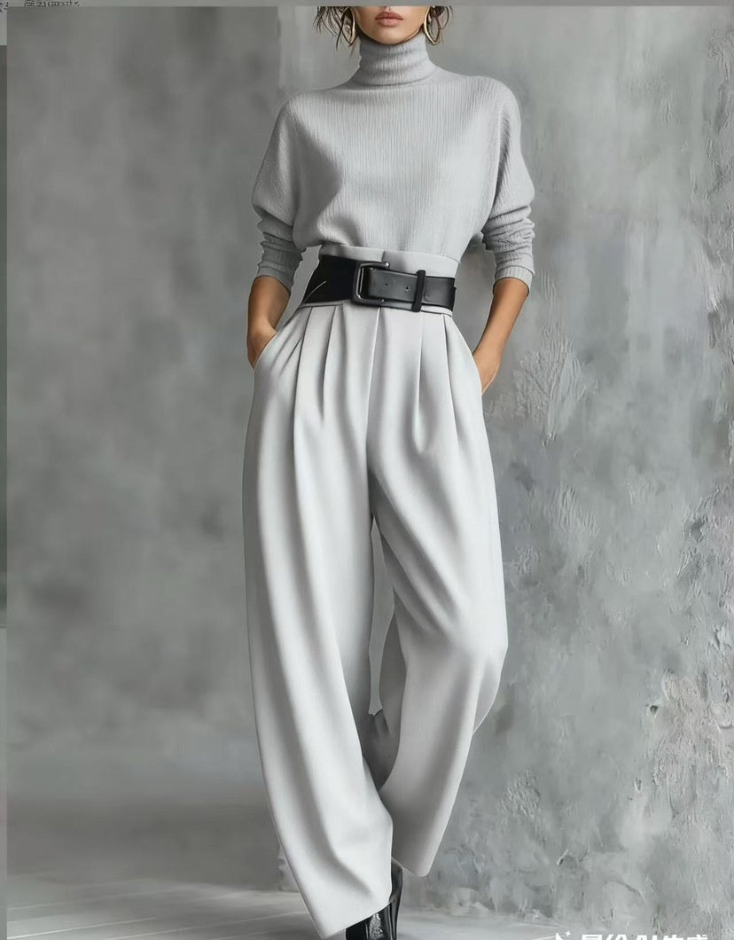 High-grade Ice Silk American High Waist Suit Pants