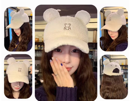 Female Versatile Teddy Bear Plush Baseball Cap