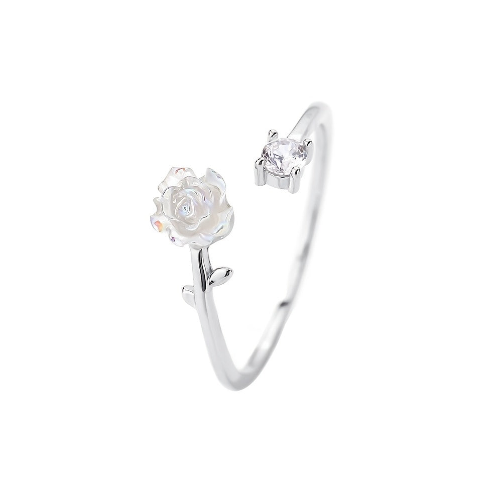 New Thorn Camellia Open Ring For Women, Sweet Girlish Style, Adjustable Rose Flower BFF Pair Rings, Perfect Gift Choice