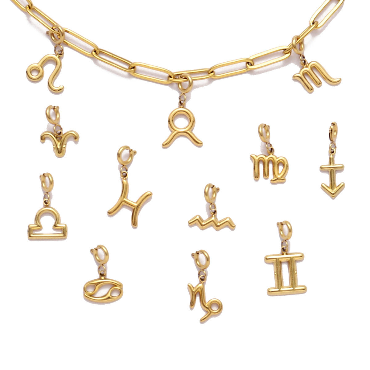 12 Zodiac Signs Fade-resistant Titanium Steel DIY Detachable Pendant