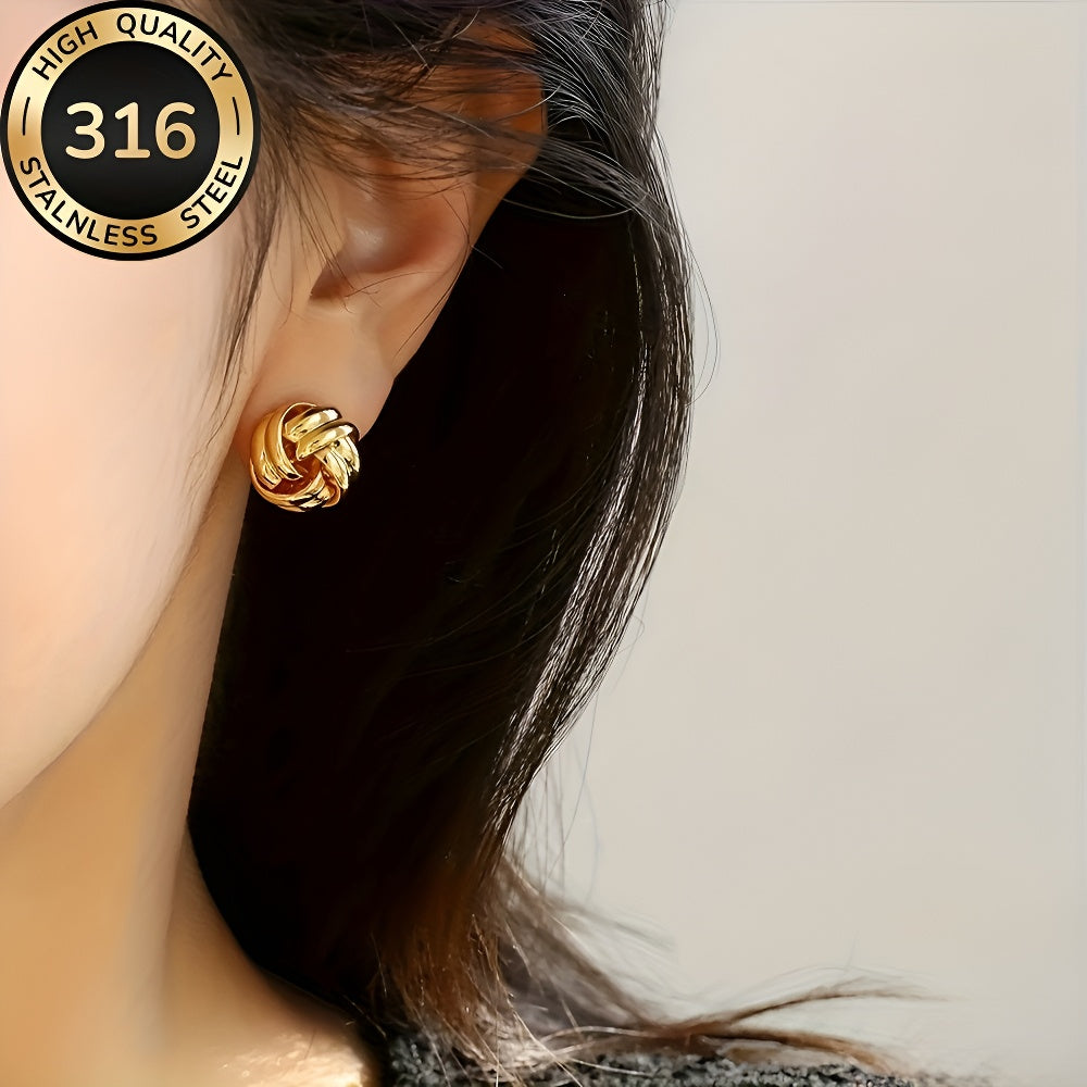 A Pair Of Hypoallergenic Gold-plated Stainless Steel Earrings  Fade-resistant, Comfortable, Versatile, Minimalist And Elegant. Perfect For Daily Wear Or Parties, These High-quality Fashion Earrings A