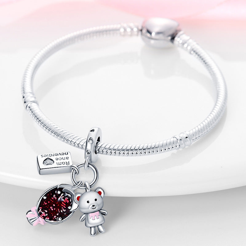 Hot Copper Silver-Plated Romantic Date DIY Beaded Pendant Accessories