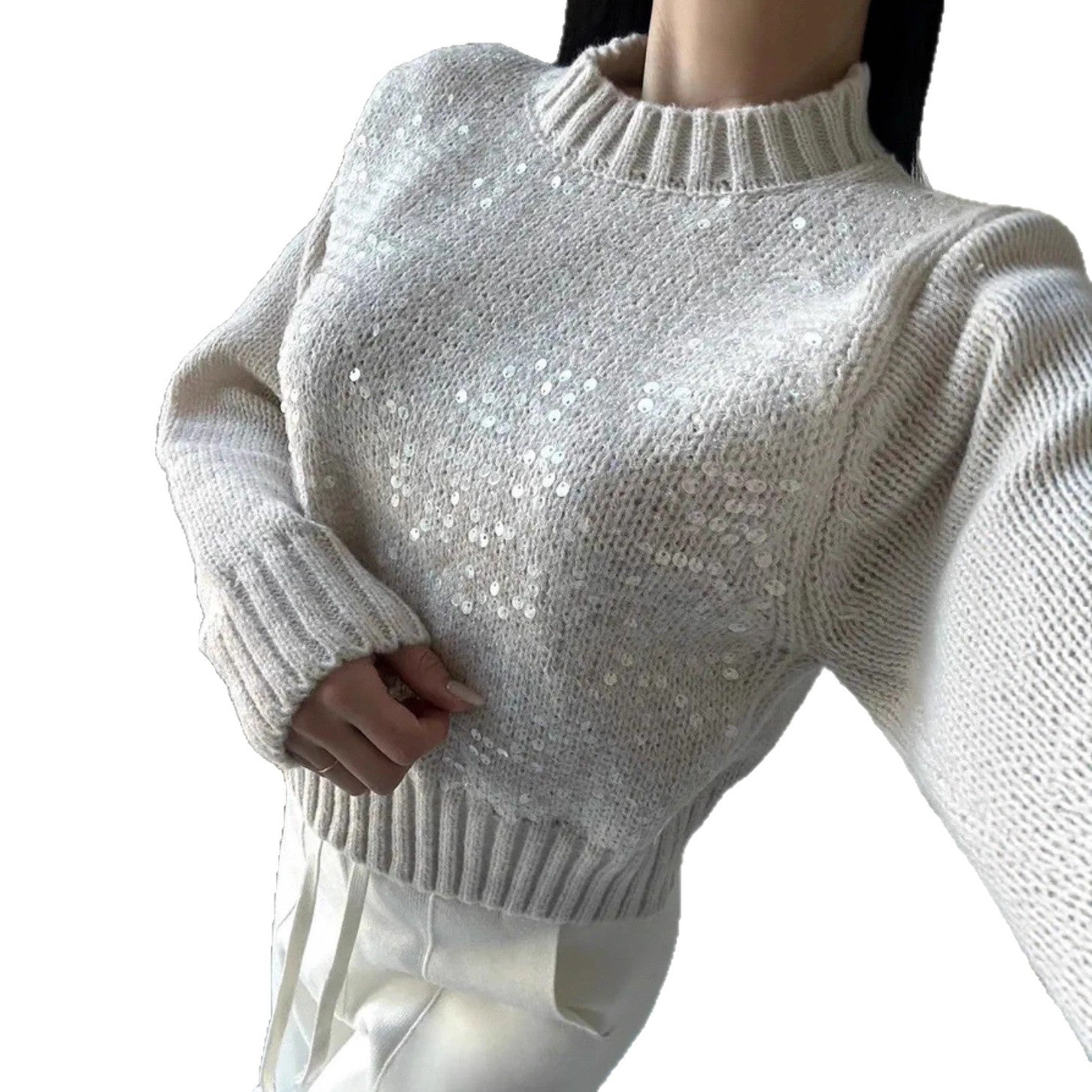 Design Sense Heavy Embroidery Sequins Pullover