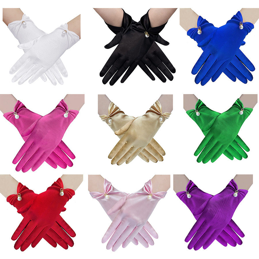 Women's Stylish Personalized Satin Short Gloves