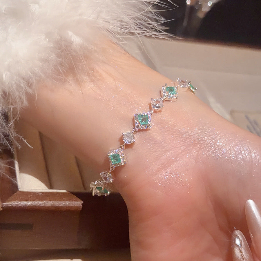 Geometric Square Zircon Bracelet Elegant Sparkling Women Is Everyday Jewelry