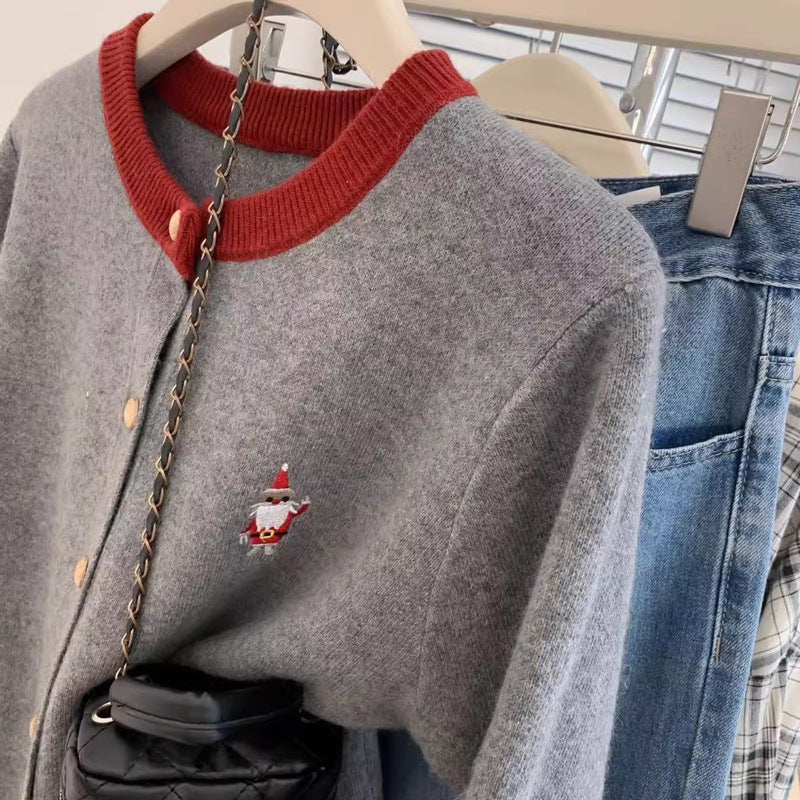 Christmas Red Cashmere Knitted Winter Base Sweater