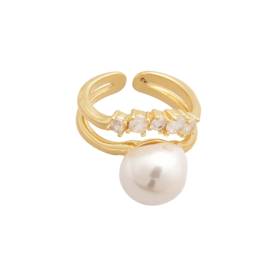 Open Ring With Irregular Pearls