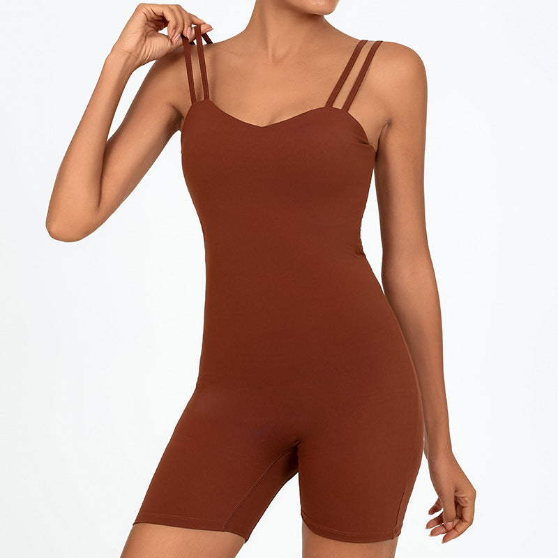 Nude Feel Quick-drying Beauty Back Cross One-piece Shorts