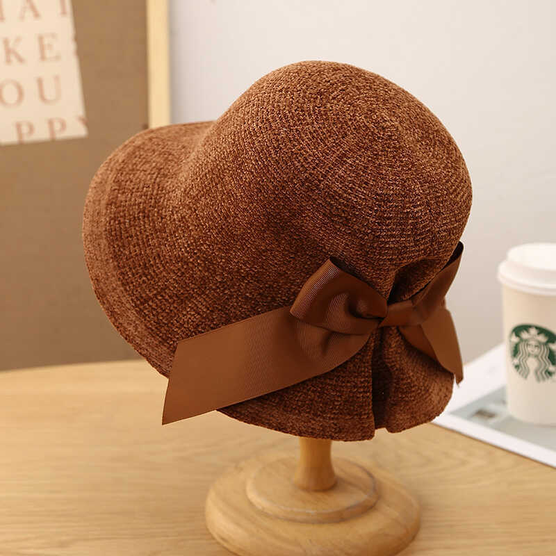 Womens Japanese-style Versatile Bow-knot Fisherman Hat For Fall And Winter