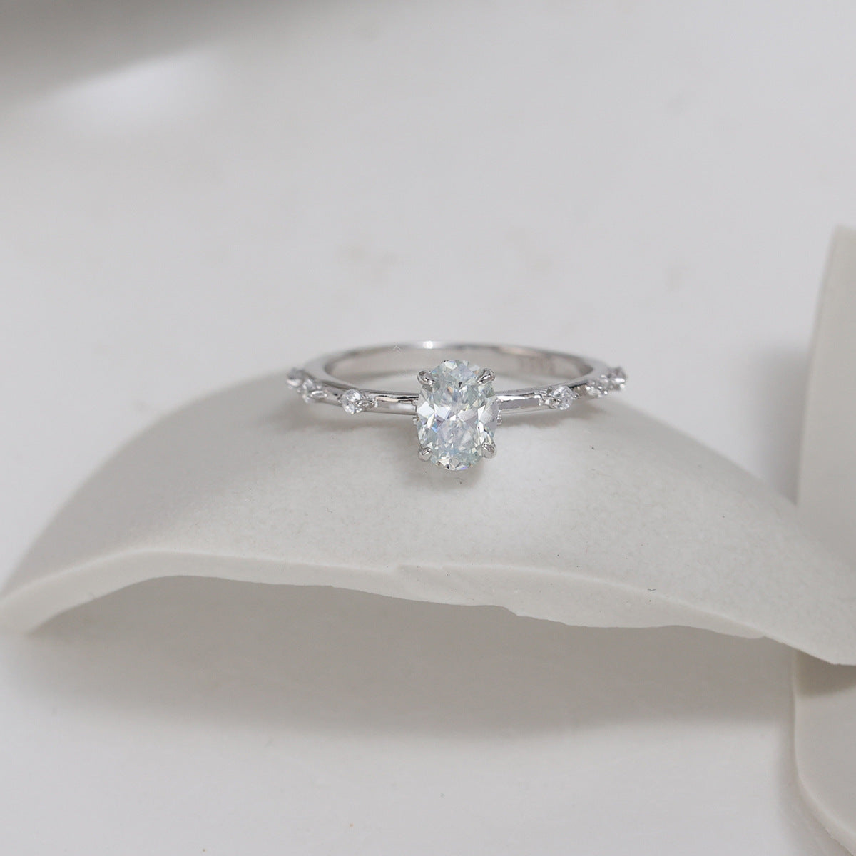 Moissanite Ring In Rose Gold Delicate Band