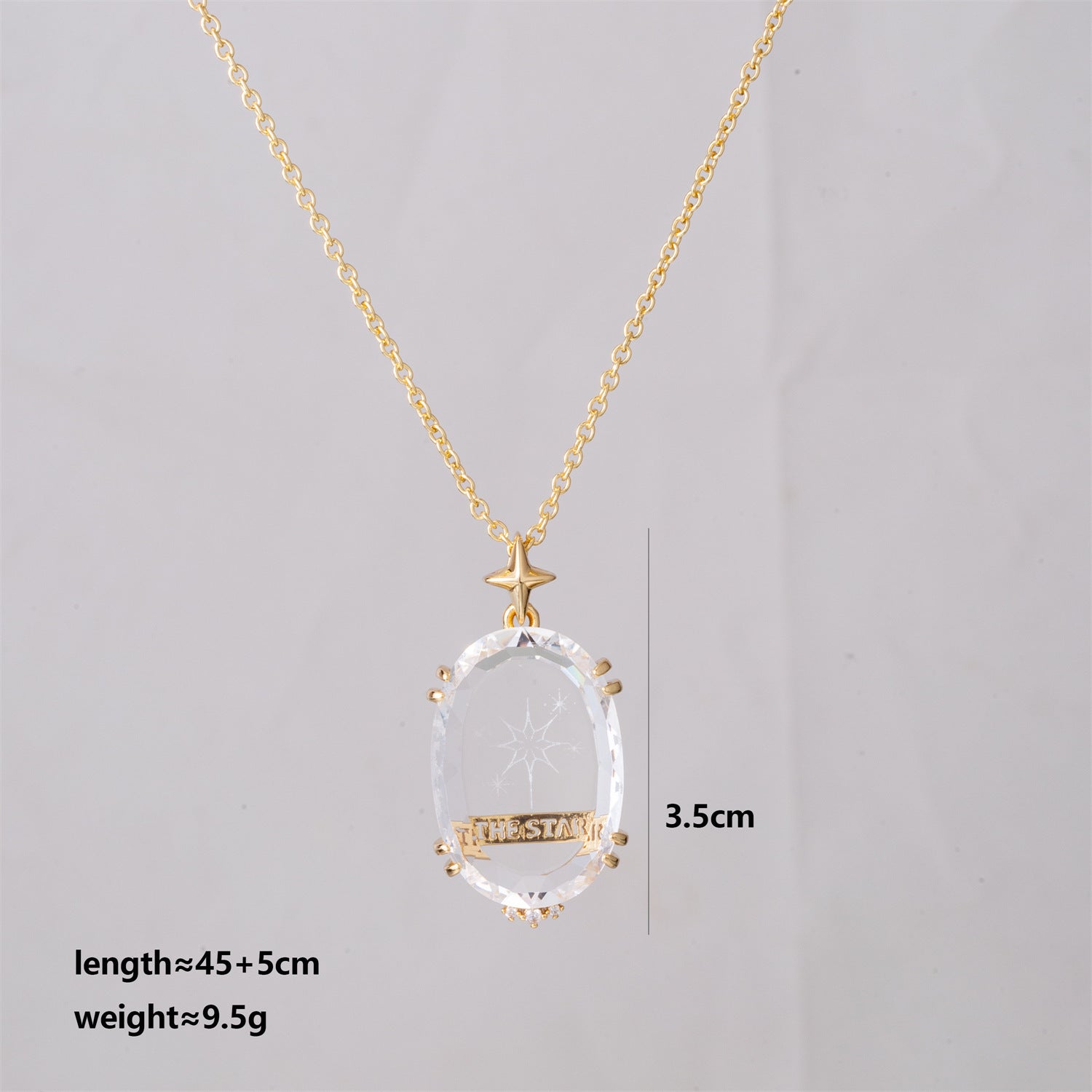Fashionable Transparent Crystal Pattern Tarot Card Necklace