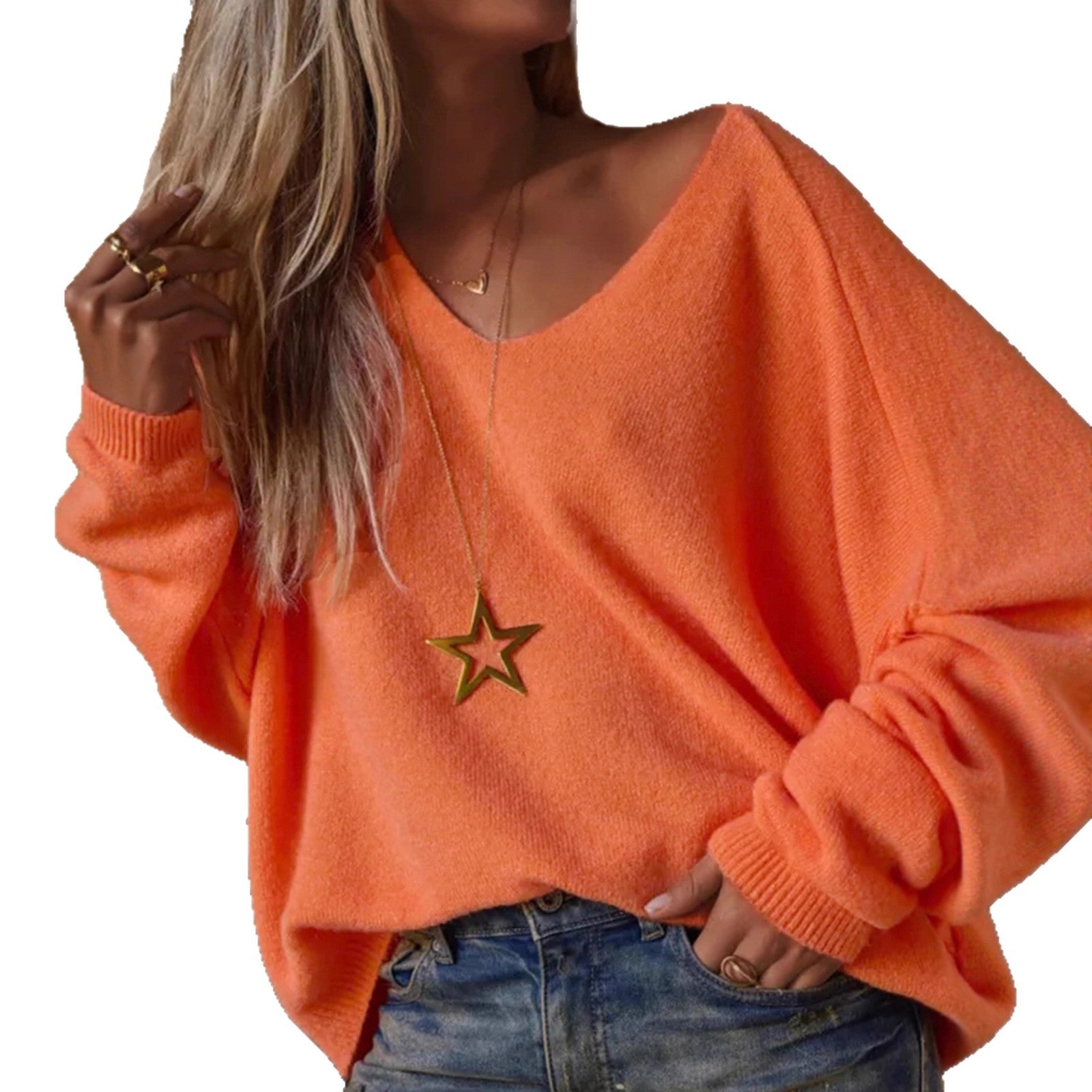 New Deep V-neck Pullover Women's Sweater