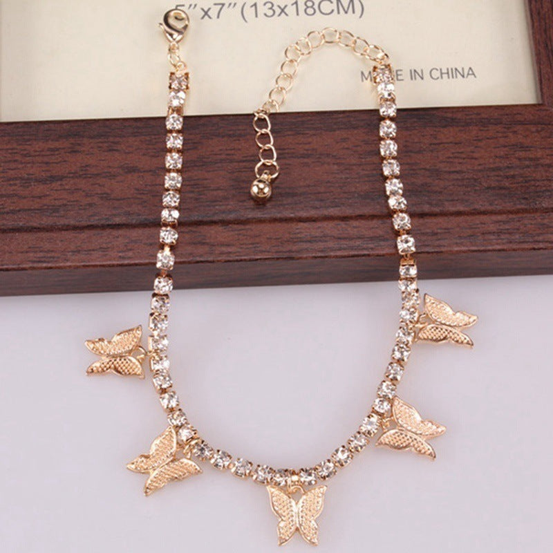Simple Temperament Small Butterfly Tassel Anklet