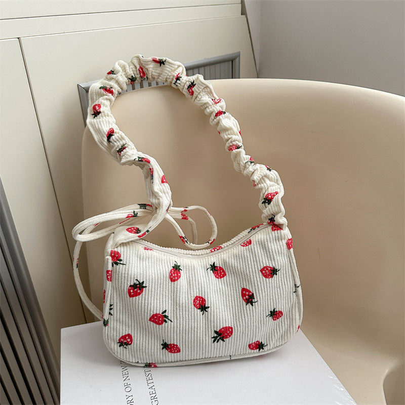 Casual Trendy Small Square Bag Corduroy Versatile Commuter Shoulder Bag