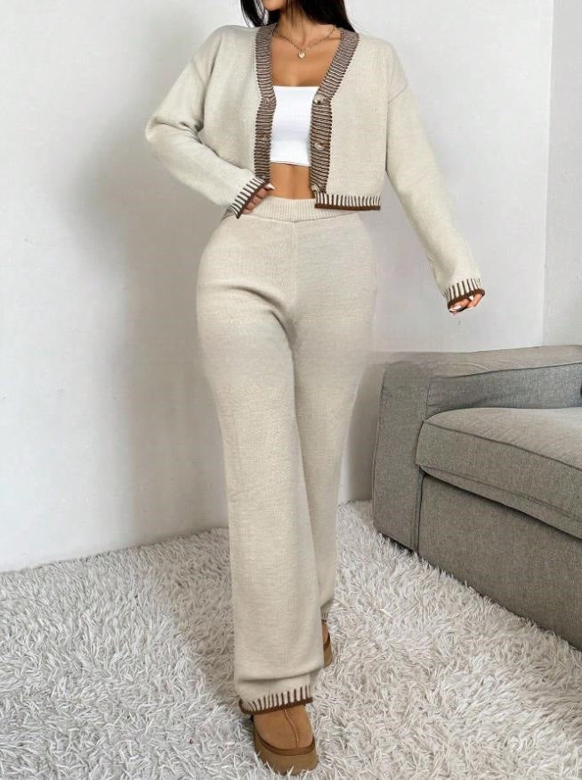 Women's V-neck Top Blouse And Pants