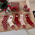 Red Dehaired Angora Polka Dot Mid-calf Creative Christmas Stockings