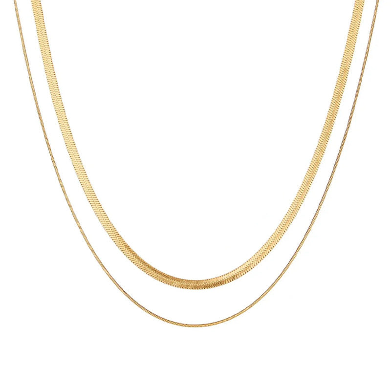 Womens Three-Tier Snake Bone Chain Necklace