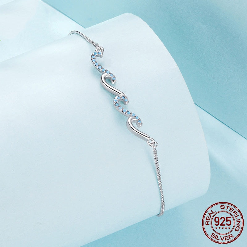 Creative S925 Sterling Silver Blue HAILANG Shape Anklet