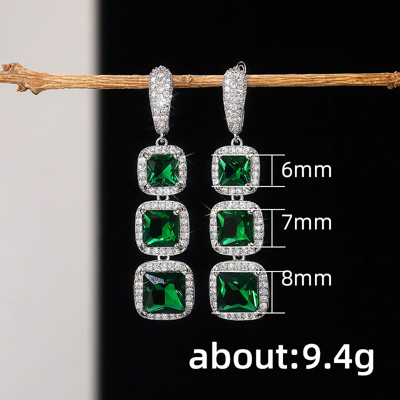 Shiny Square Zircon Earrings For Women