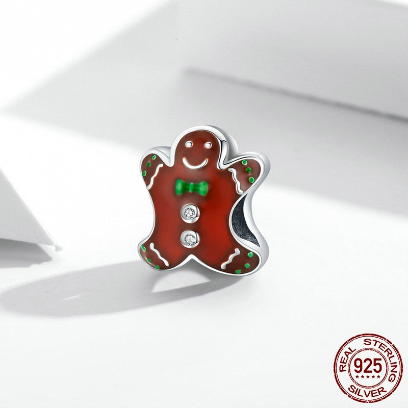 Christmas Gingerbread Man Sterling Silver Diy Beads