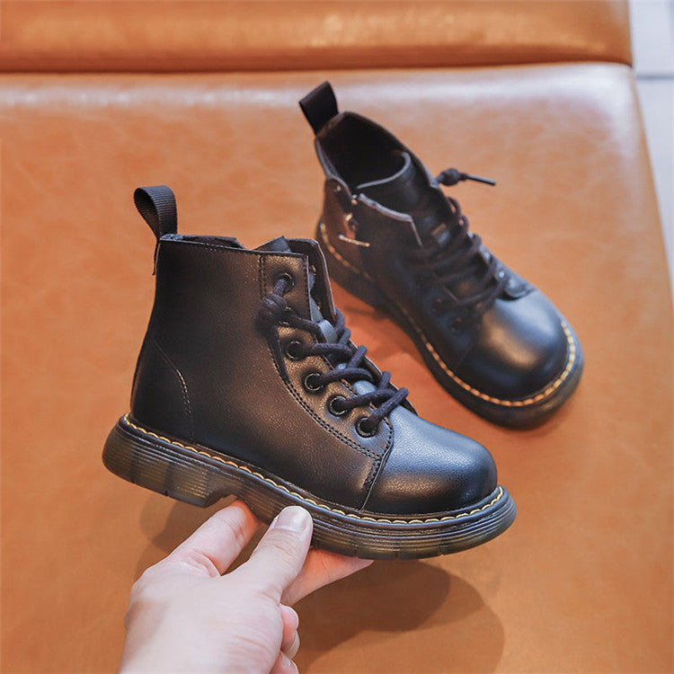 Children's Short Boots Student Black Single Tide
