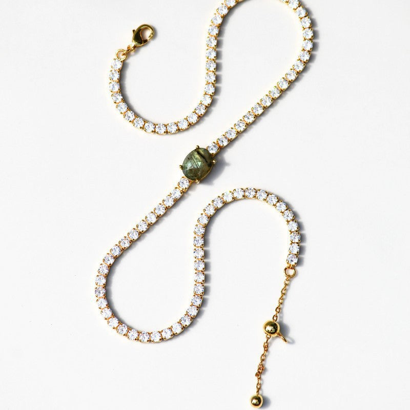 Irregular Full-zirconia Necklace With 18K Gold Plating For Long-lasting Color