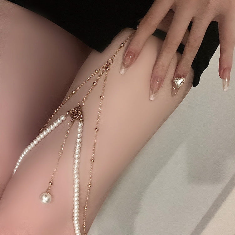 Simple Multi-layer Pearl Chain Leg Chain For Women