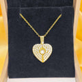 Full Crystal Hinged Heart Necklace Colorfast Titanium Steel Accessory