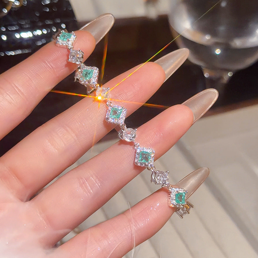 Geometric Square Zircon Bracelet Elegant Sparkling Women Is Everyday Jewelry
