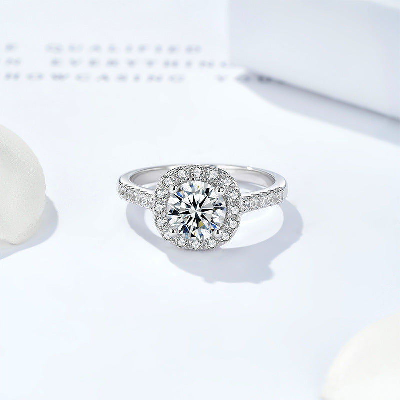 925 Sterling Silver 1-Carat Moissanite Cube Sugar Ring