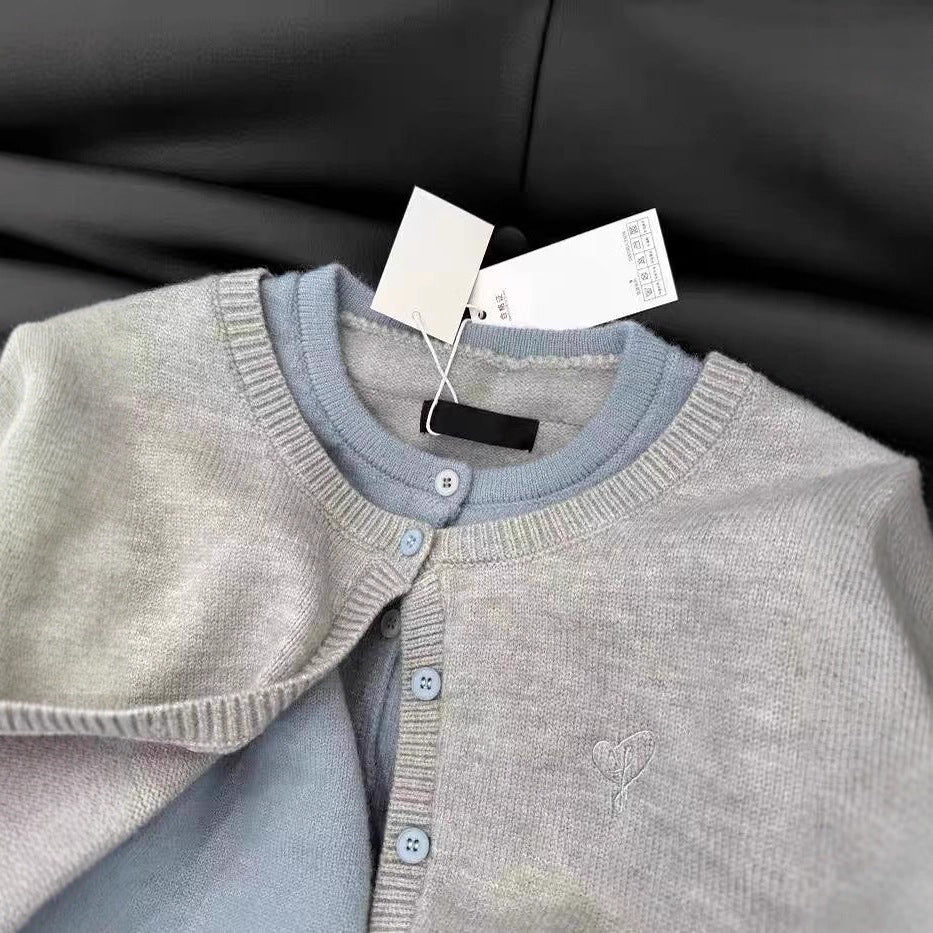 Autumn And Winter New Fake Two-piece Knitted Sweater Coat For Women