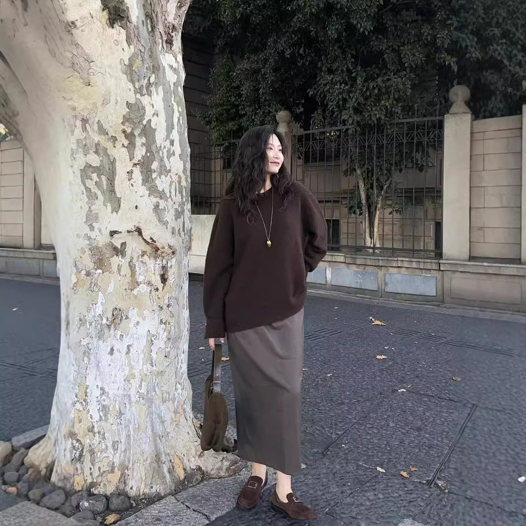 Women's Pure Wool Soft Glutinous Sweater Loose Pullover