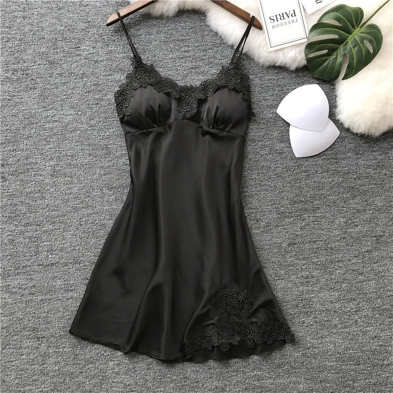 Sexy Spring And Summer Strap Nightdress Ice Silk Pajamas For Women