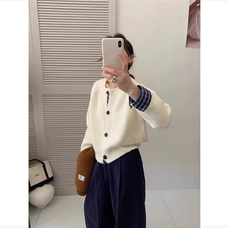 Autumn And Winter Korean Style High-grade Knitted Cardigan Coat For Women
