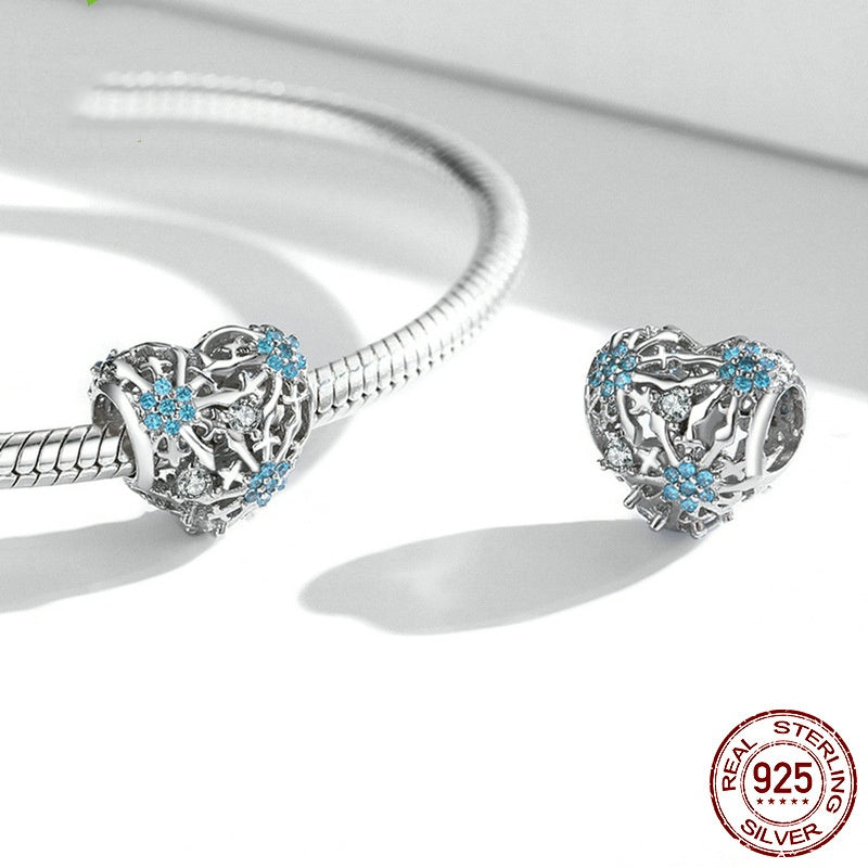 Sterling Silver Snowflake Heart DIY Bead Scattered Beads