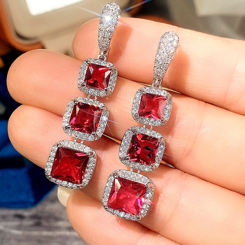Shiny Square Zircon Earrings For Women