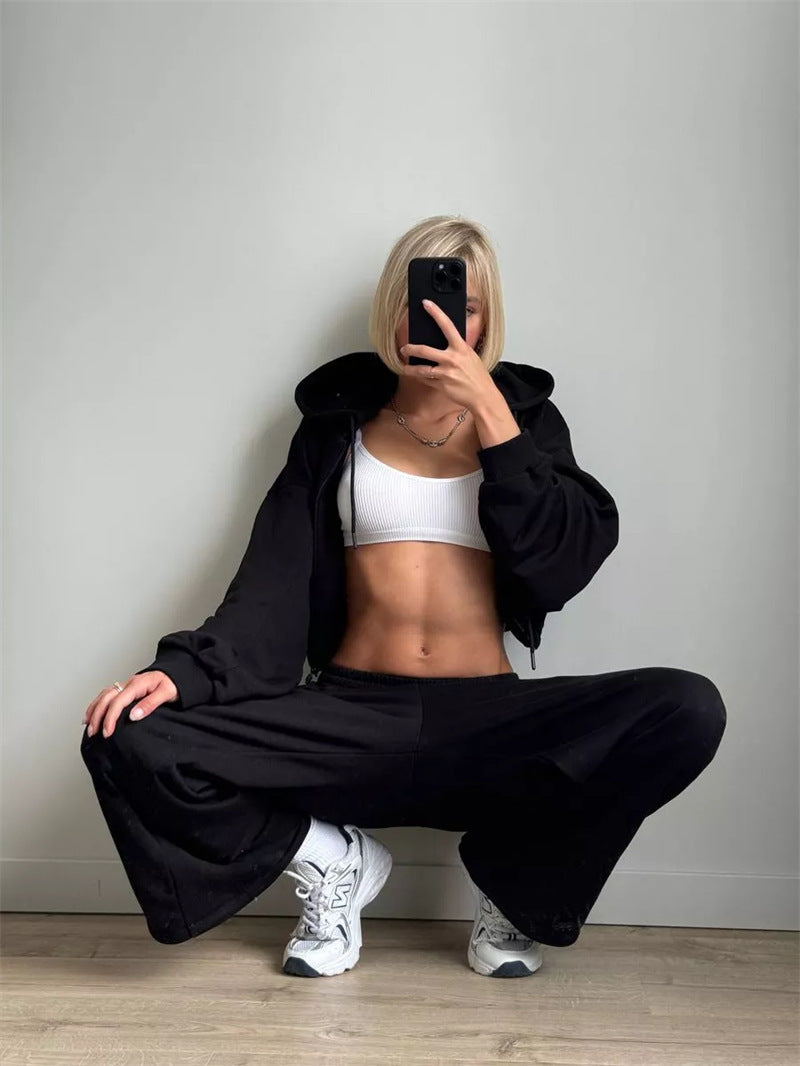 Hoodie With Drawstrings Long-sleeve Suit Women