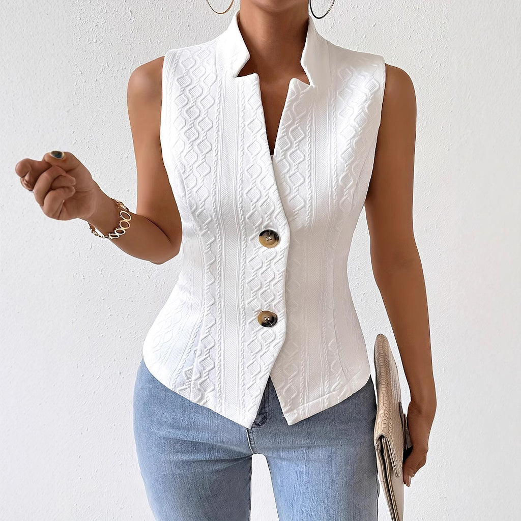 Women's Sleeveless Blazer Button Vest