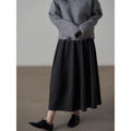 Commuter Woolen Solid Color Bud Skirt Women