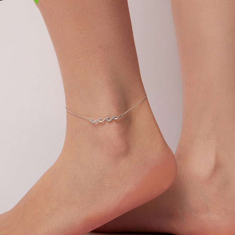 Creative S925 Sterling Silver Blue HAILANG Shape Anklet