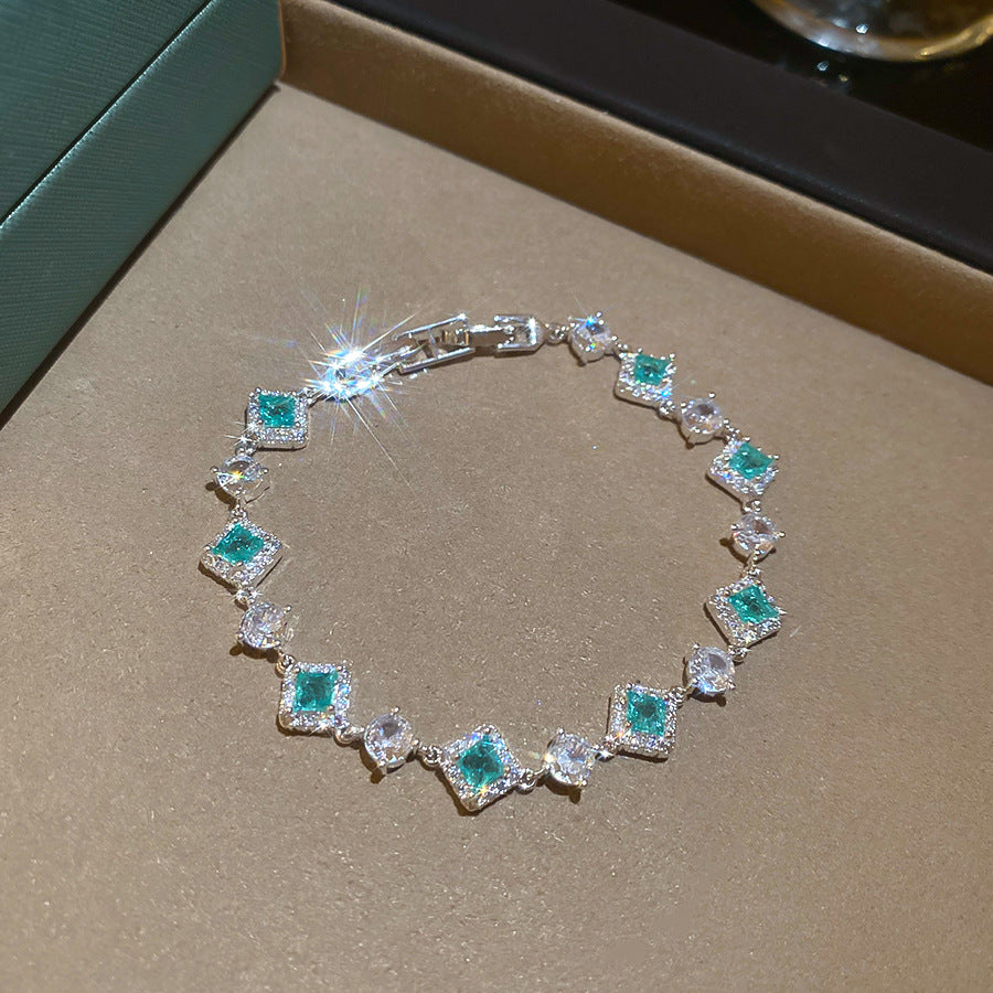 Geometric Square Zircon Bracelet Elegant Sparkling Women Is Everyday Jewelry