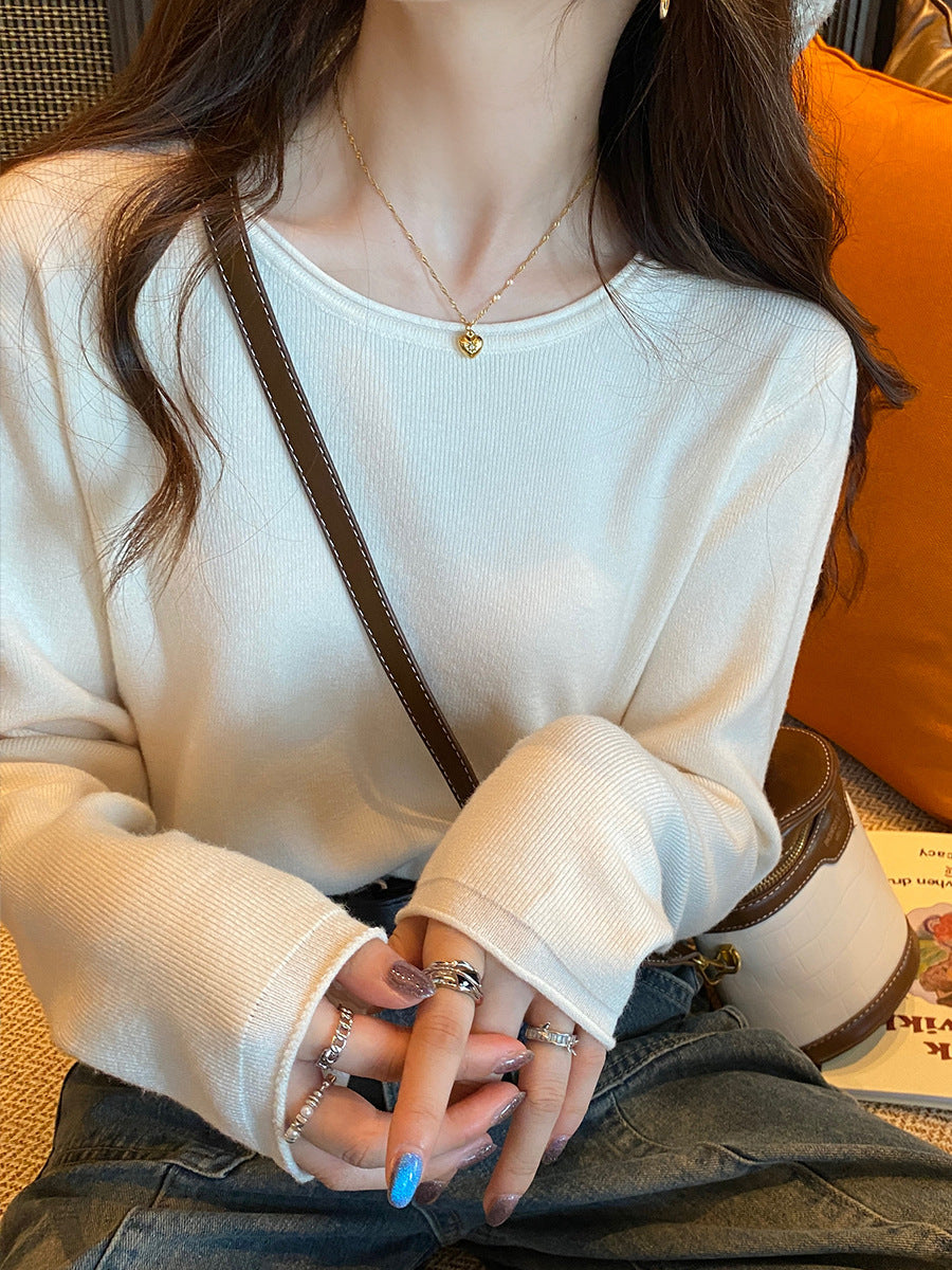 Round Neck Knitted Sweater For Women