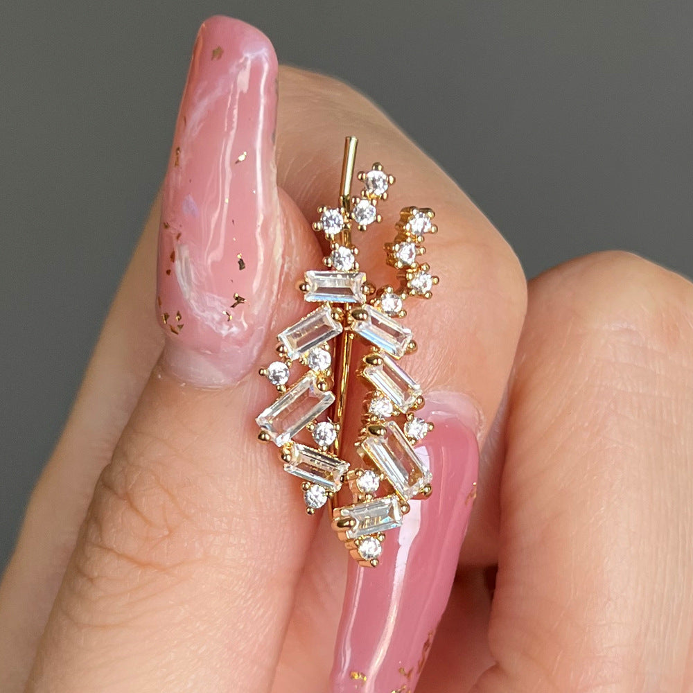 Ultra-shiny Zircon Stud Earrings For Women Korean-style Elegant Look