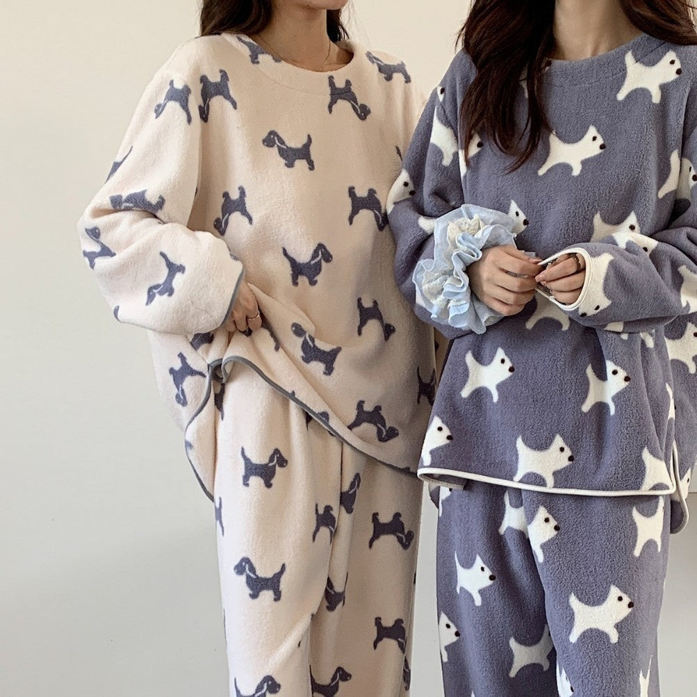 Home Wear Suit Female Cloud Can Be Worn Outside Plus Velvet Thickening