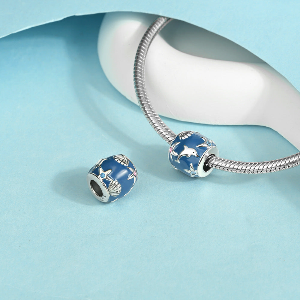 Fashion White Copper Silver Plated DIY Bracelet Jewelry Accessories Beads Pendant