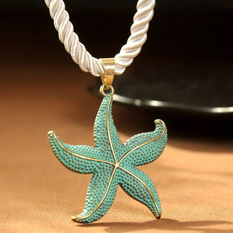 Retro Starfish Pendant Necklacestylish For Everyday Casual Wear