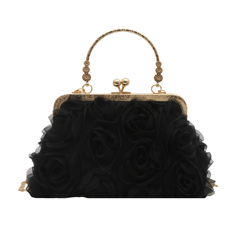 Chic Versatile Rose-patterned Womens Bag With A Chain Detail