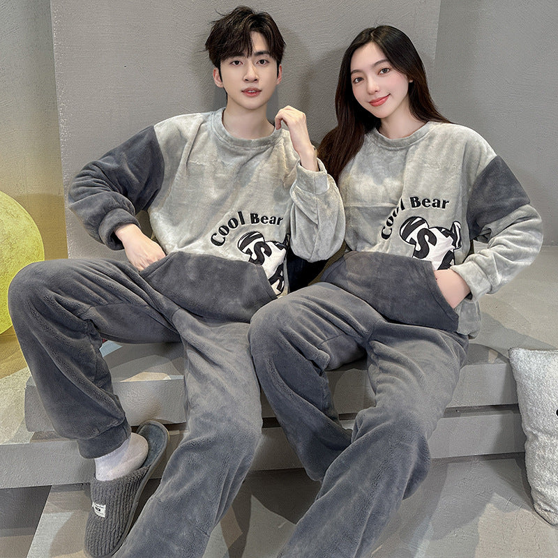 Coral Fleece Couple Plus Size Pajamas For Women